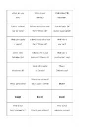 English worksheet: Game Bang! 