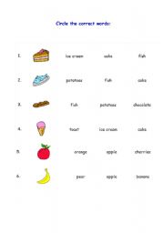 English worksheet: Circle the correct  words