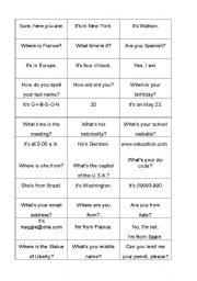English Worksheet: game questions/answers
