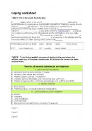 English worksheet: Doping Worksheet