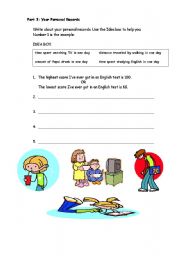 English worksheet: Your Personal Records
