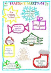 English Worksheet: Christmas Greetings, Xmas Cards or Gift Tags