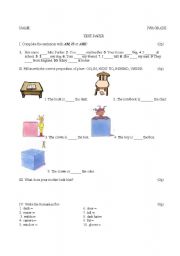 English worksheet: 4th grade test