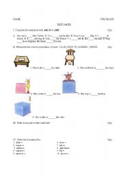 English Worksheet: 4th grade test