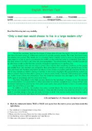 English Worksheet: Test - living in a modern city
