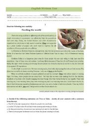 English Worksheet: Test - feeding the world