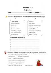 English Worksheet: Conjunctions