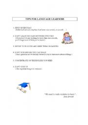 English worksheet: Tips for language learners