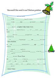 English Worksheet: Christmas quotations to unscramble