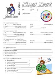 English Worksheet: Final Test - Eighth Grade of Elementary School