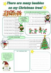 English Worksheet: There are many baubles on my Christmas tree!