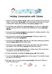 English Worksheet: Holiday Conversation with Idioms