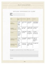 ADULT CONVERSATION CLASS: EVALUATION SHEET