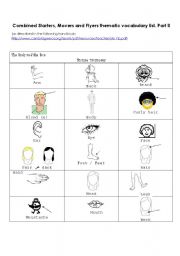 English Worksheet: Combined Starters, Movers and Flyers thematic vocabulary list. Part II: The Body 