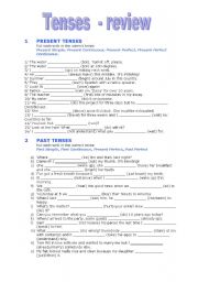 English Worksheet: Tenses review (PRESENT, PAST, FUTURE)