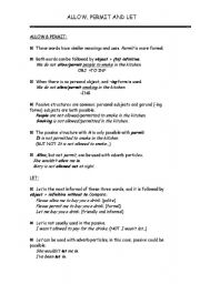 English Worksheet: ALLOW, PERMIT AND LET