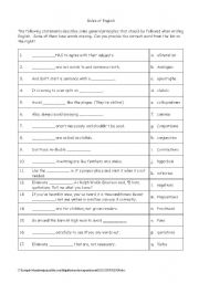English Worksheet: rules of English writing