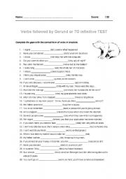 English Worksheet: Gerund or TO-infinitive TEST or PRACTICE