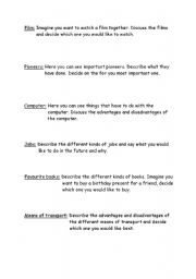 English Worksheet: instructions for a speaking test