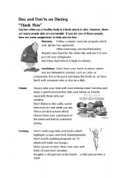 English Worksheet: Dos and Donts on dieting