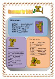 English Worksheet: Grammar for kids!