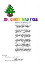 English Worksheet: Christmas Tree