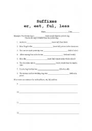 Suffixes -er -est -ful -less