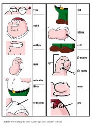 English Worksheet: Body parts: Peter Griffin