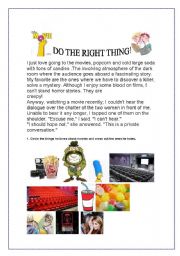 English Worksheet: Do the right thing !
