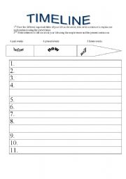 English worksheet: TIMELINE-SIMPLE TENSES