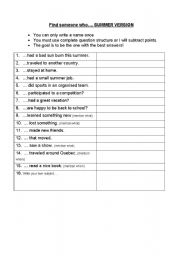 English worksheet: Getting them to move and talk-After vacation