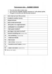 English Worksheet: Getting them to move and talk-After vacation