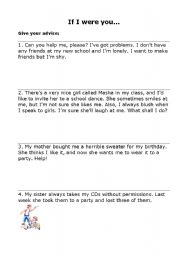 English Worksheet: II conditional. Giving advice. If I were you...