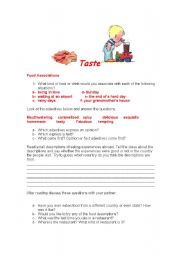 English Worksheet: Taste