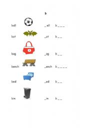 English Worksheet: Initial letter sounds: b