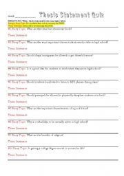 English Worksheet: Quiz: Writing Thesis Statements