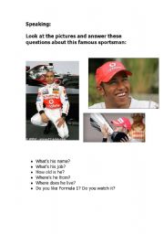 English Worksheet: Sportsman Lewis Hamilton