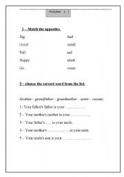 English worksheet: vocabulary