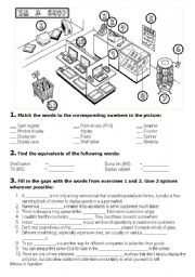 English Worksheet: In a Shop (plus the answer key on page 2)