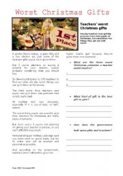 English Worksheet: Worst Christmas Gifts