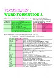 English Worksheet: VOCABULARY : Word Formation 3