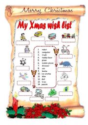 English Worksheet: My Xmas wish list
