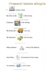 English Worksheet: Present tense simple - gap filling exercise