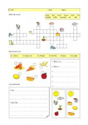 English Worksheet: Food + I like/I dont like