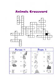 English Worksheet: Animals crossword