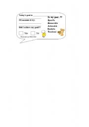 English Worksheet: goal setting card