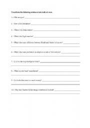 English worksheet: Indirect Questions