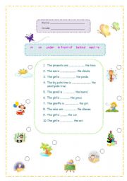 English Worksheet: prepositions of place