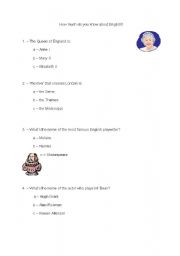 English worksheet: What do you know about England?