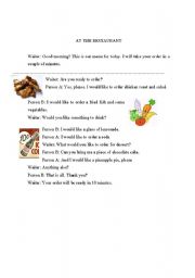 English worksheet: at the restaurant